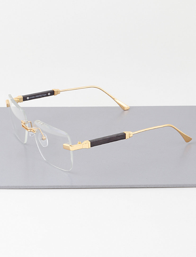 MEDUSA CLEAR RIMLESS WOOD SUNGLASS