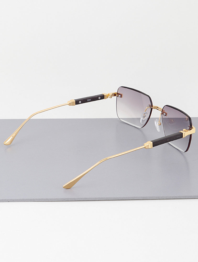 MEDUSA MARBLE RIMLESS WOOD SUNGLASS