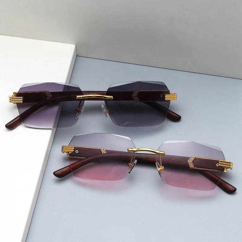 MEDUSA RIMLESS WOOD TEMPLE SUNGLASS