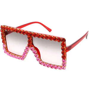 MEDUSA SQUARE OMBRE BEDAZZLED SUNGLASS